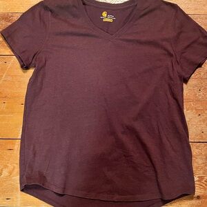 Carhartt Women's Short Sleeve V-Neck Tee - Dark Burgundy